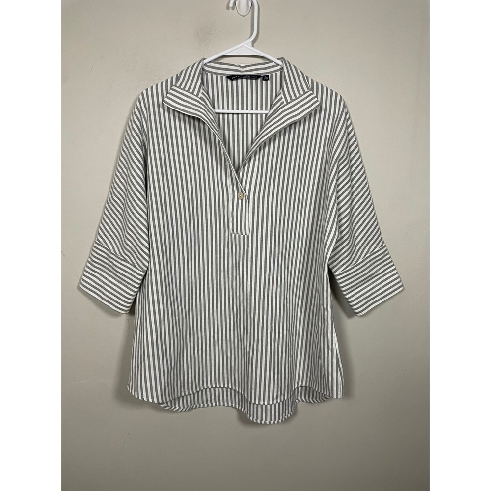 Duffield Lane Coastal Stripe Popover Cotton Top Size Small Preppy Minimalist